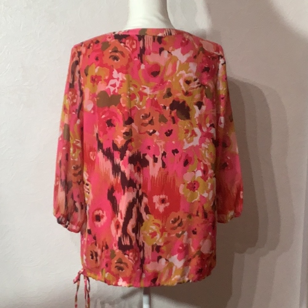 Liz Claiborne Pink and Orange Floral Tunic - Picture 4 of 8